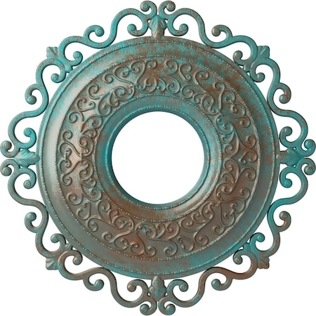 Ekena Millwork Orrington Ceiling Medallion (Canopies up to 6 1/4"), 22"OD x 6 1/4"ID x 1 3/4"P, Copper Green Patina CM22ORCGS